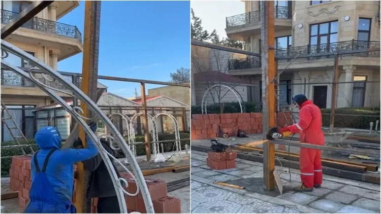 Badamdarda hotelin ərazisindəki qanunsuz tikili sökülüb - VİDEO