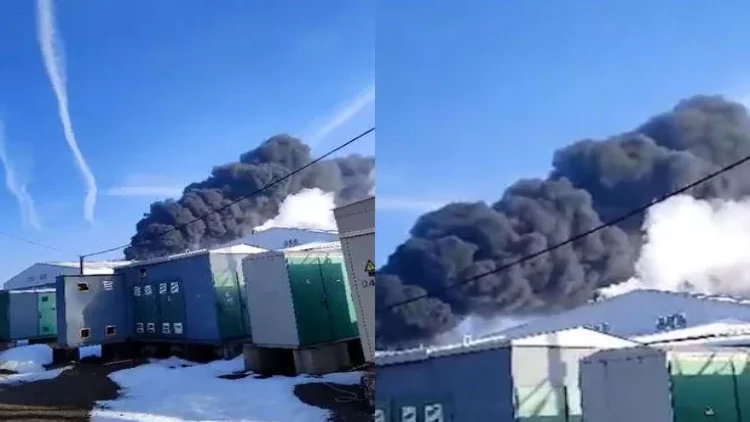 Rostovda poliester zavodunda dəhşətli yanğının BAŞLAMA  ANI - VİDEO