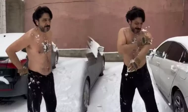 İlqar Mikayıloğlu soyunub qarla çimdi - VİDEO