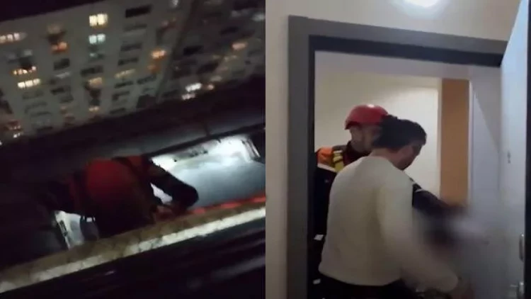 Xətaidə mənzildə köməksiz qalan uşaq belə xilas edildi - VİDEO