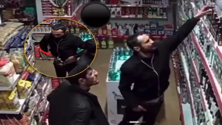 Bakıda marketdən 170 manatlıq spirtli içki oğurlayanlar kameralara düşdü - ANBAAN VİDEO