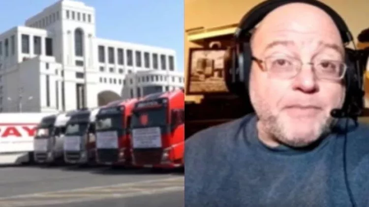 Erməni jurnalist Laçınla sərhəddəki “TIR şousu”nu ifşa etdi: “Yük maşınları boş idi” - VİDEO