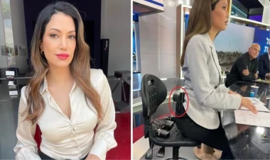 Qadın aparıcı canlı yayıma belində silahla çıxdı - FOTOlar