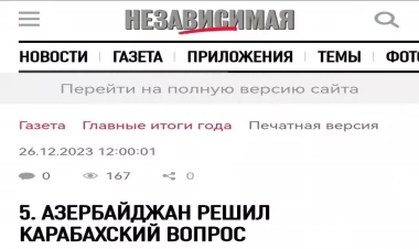 Rusiya qəzeti Qarabağ məsələsinin həllini ilin hadisəsi adlandırıb