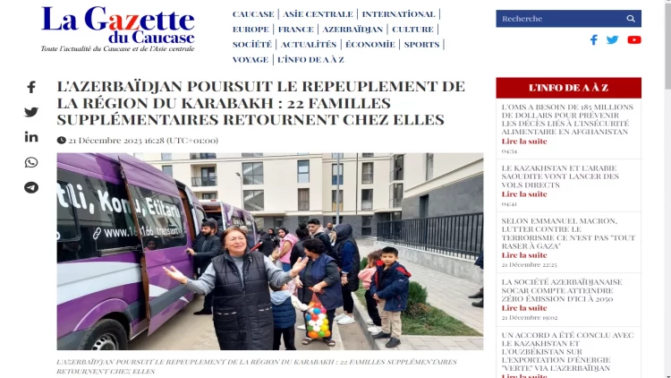 Qarabağın dirçəlişi Azərbaycanın gündəmində olan əsas məsələdir - La Gazette