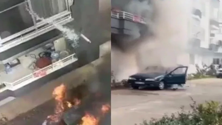 Avtomobil alova büründü, sakinlər qəribə üsula əl atdı - eyvandan... - VİDEO