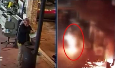 Sobaya yanacaq tökən kişi saniyələr içində alovlara büründü: Qorxunc hadisə anı - VİDEO