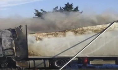 Şəkidə türk vətəndaşına məxsus “TIR” yandı