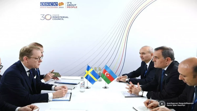 Ceyhun Bayramov isveçli həmkarı ilə görüşüb