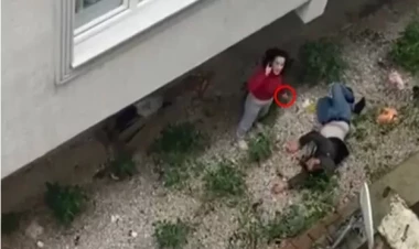 Ərini binadan atıb əlində bıçaqla bu sözləri dedi - VİDEO