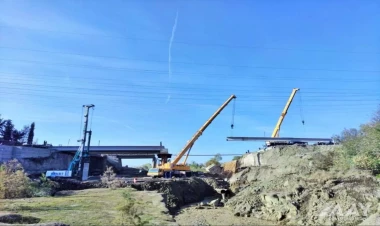 Qudyalçay üzərində inşa olunan yeni körpüdə SON VƏZİYYƏT - FOTO