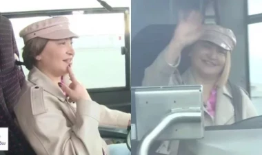 Fədayə Laçında avtobus sürdü - VİDEO