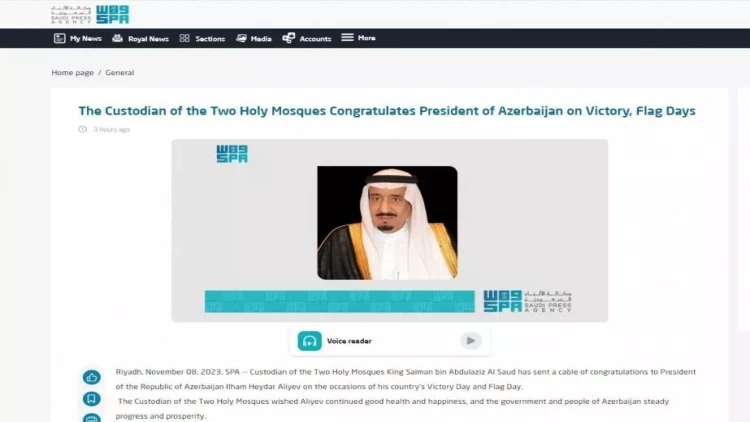 Səudiyyə Ərəbistanı Kralı İlham Əliyevi təbrik edib