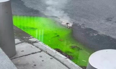 Küçədən yaşıl maye axmağa başladı - Sakinlər qorxu içində - FOTOlar