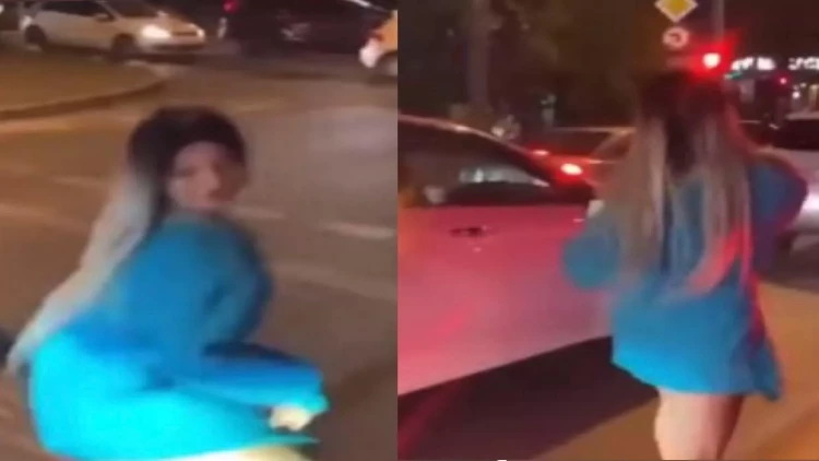 Gənc qızdan küçədə biabırçı hərəkət - VİDEO