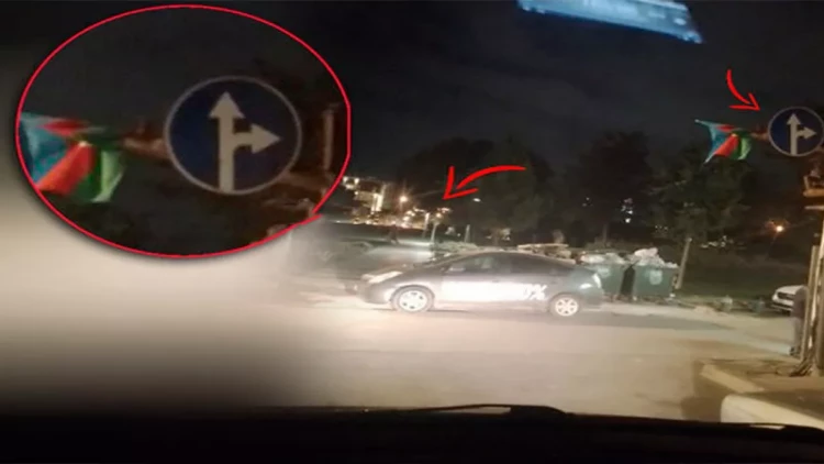 Bakıda yol nişanı çaşqınlıq yaratdı: Düz gedən maşın parka girsin? - FOTO