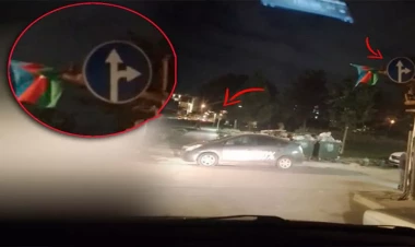Bakıda yol nişanı çaşqınlıq yaratdı: Düz gedən maşın parka girsin? - FOTO