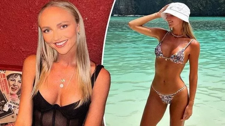 Çimərlikdə bikinisini soyunan model fotoqraflara 