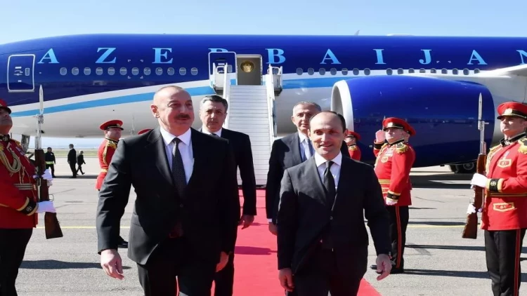İlham Əliyev Gürcüstana işgüzar səfərə gedib - VİDEO - FOTO