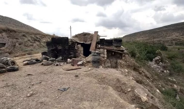 Ermənilərin Canyataq yaşayış məntəqəsi istiqamətində tərk etdiyi döyüş mövqeyi - VİDEO