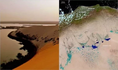 Səhrada göllər və çaylar peyda oldu - FOTO