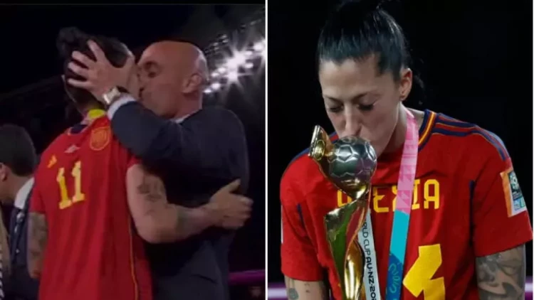 Futbolçunun dodağından öpdü, istefası tələb olunur