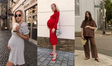 Yay ayları üçün hamiləlik paltarları - FOTO