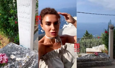 Mehin Positanoda dəfn edilən Qurban Səidin məzarını ziyarət etdi - VİDEO