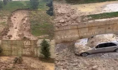 Bakıda torpaq sürüşdü, maşının üstünə töküldü - VİDEO
