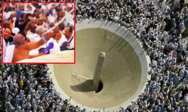 Həcc ziyarətində maraqlı anlar - Əsası ilə şeytanı 