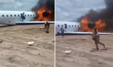 Nazir və nümayəndə heyətini daşıyan təyyarə alışdı - FOTO