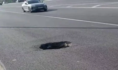 Aeroport yolunda təhlükəli vəziyyət - FOTO