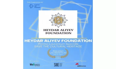 Heydər Əliyev Fondu İtaliyanın Laurentum mükafatı ilə təltif olunub - FOTO
