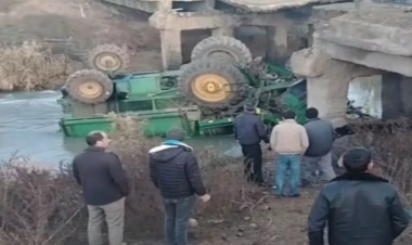 Körpü uçdu, kanala düşən kombayn sürücüsü öldü - FOTO